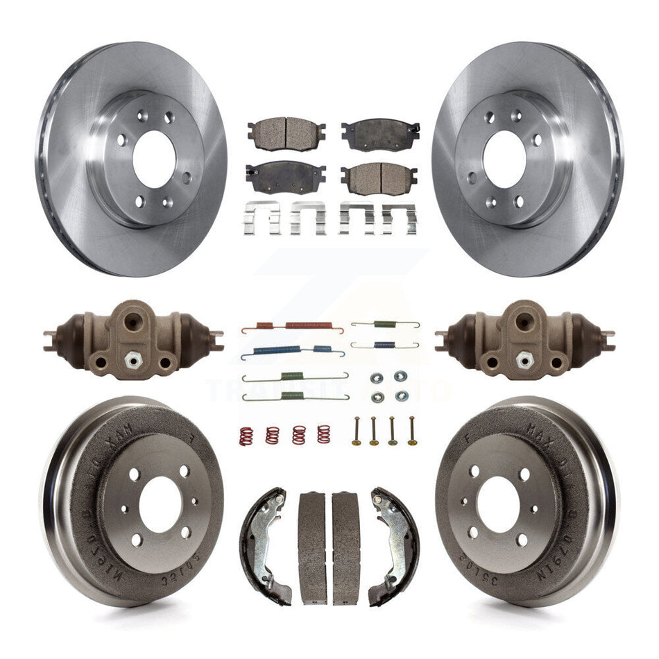 Front Rear Disc Brake Rotors Semi-Metallic Pads And Drum Kit (9Pc) For 2006 Hyundai Accent Sedan To 09 30 05 K8F-102529