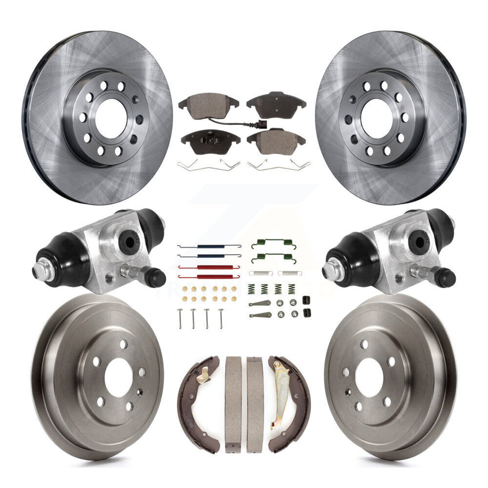 Front Rear Disc Brake Rotors Semi-Metallic Pads And Drum Kit (9Pc) For Volkswagen Jetta K8F-102530
