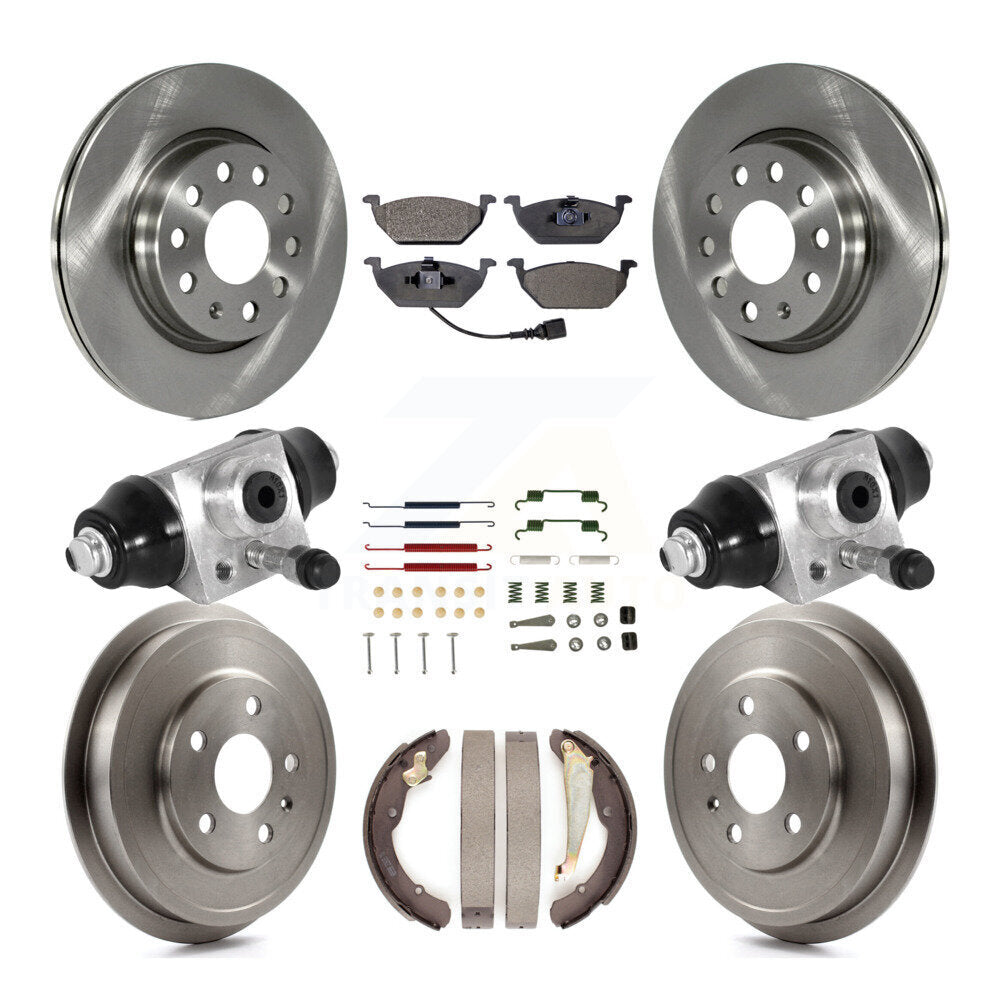 Front Rear Disc Brake Rotors Semi-Metallic Pads And Drum Kit (9Pc) For Volkswagen Jetta K8F-102533