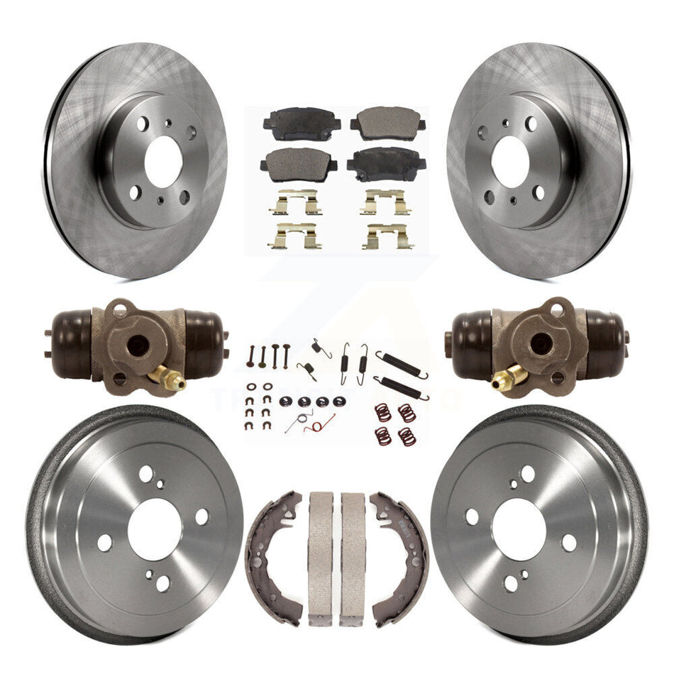 Front Rear Disc Brake Rotors Semi-Metallic Pads And Drum Kit (9Pc) For 2001-2005 Toyota Echo K8F-102542