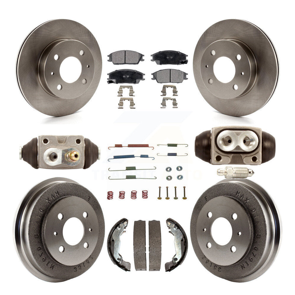 Front Rear Disc Brake Rotors Semi-Metallic Pads And Drum Kit (9Pc) For 2003-2005 Hyundai Accent K8F-102545