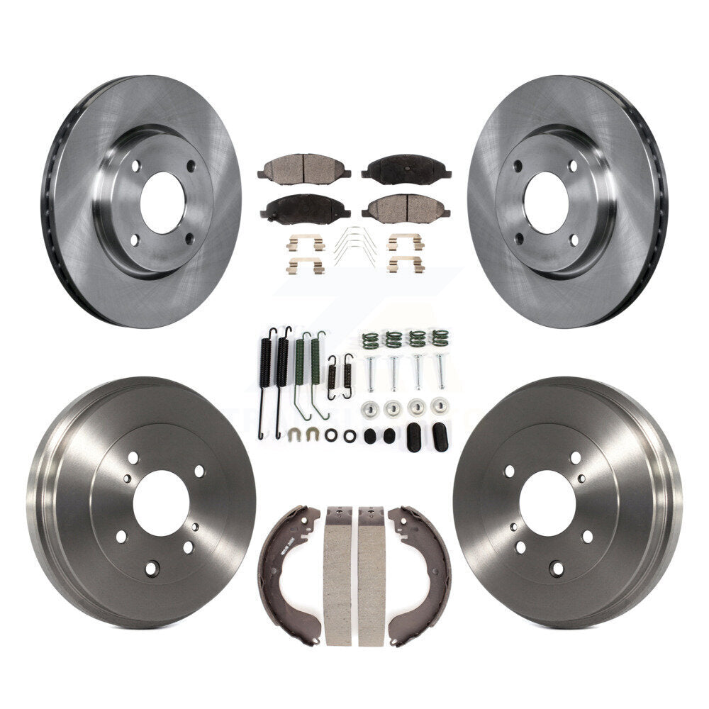 Front Rear Brake Rotor Semi-Metallic Pad Drum Kit (7Pc) For 2008 Nissan Versa 4-Wheel ABS K8F-102590