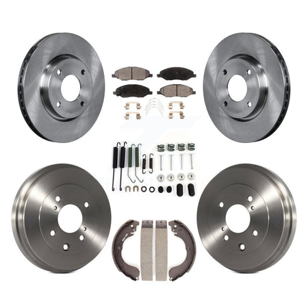 Front Rear Brake Rotor Semi-Metallic Pad Drum Kit (7Pc) For 2008 Nissan Versa 4-Wheel ABS K8F-102590