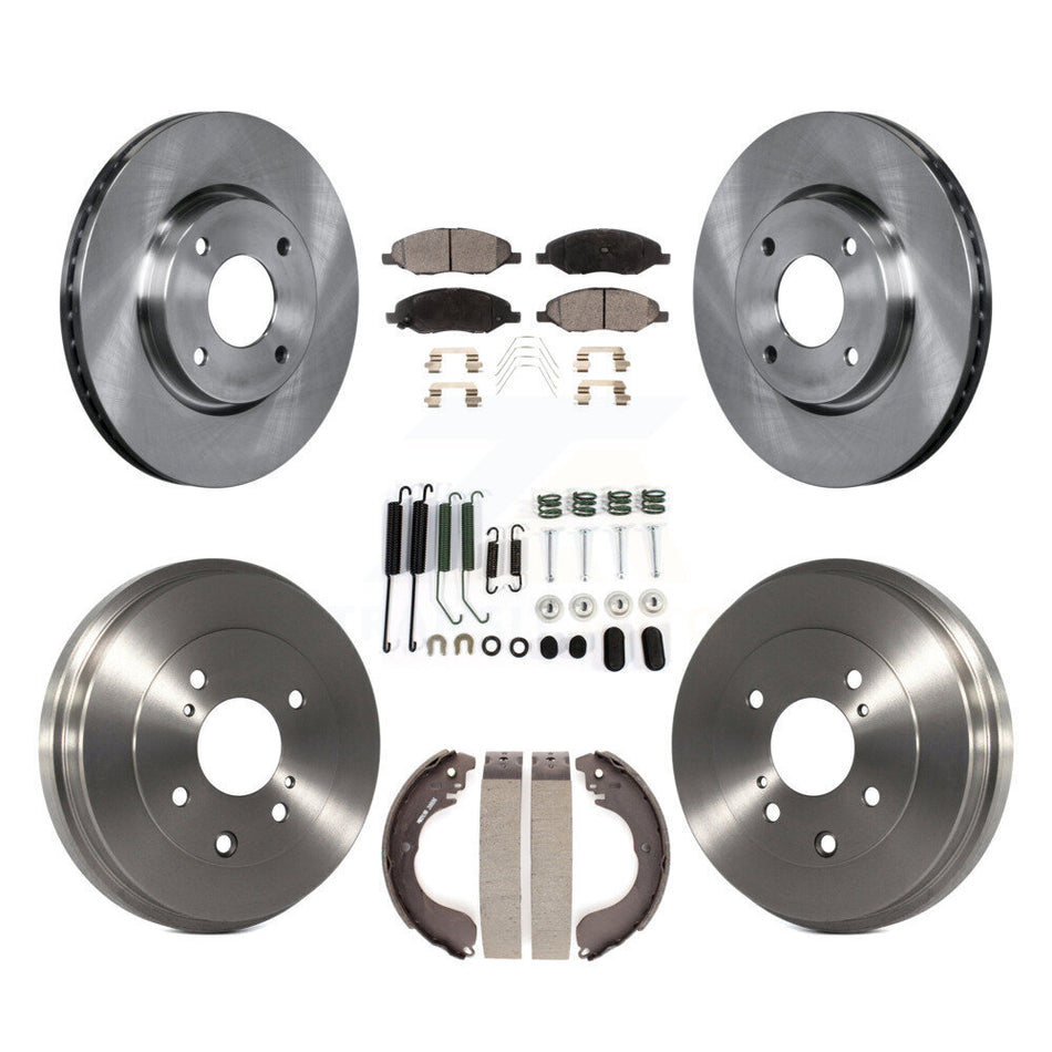 Front Rear Brake Rotor Semi-Metallic Pad Drum Kit (7Pc) For 2008 Nissan Versa 4-Wheel ABS K8F-102590