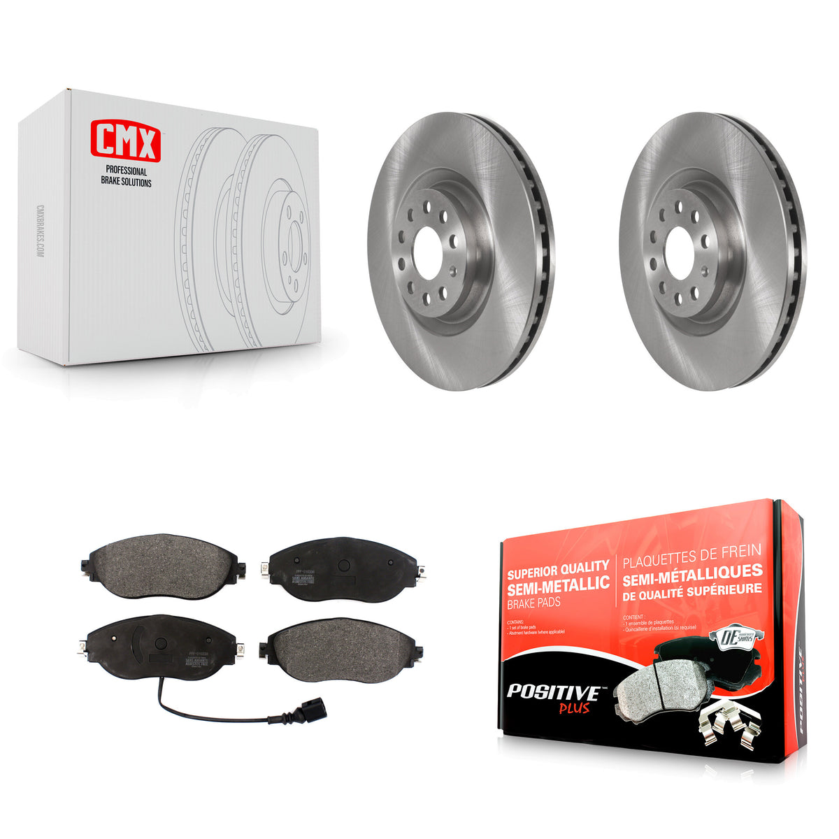 Front Brake Rotor Semi-Metallic Pad Kit For Volkswagen Tiguan Jetta Audi Q3 GTI Golf R S3 K8F-102669