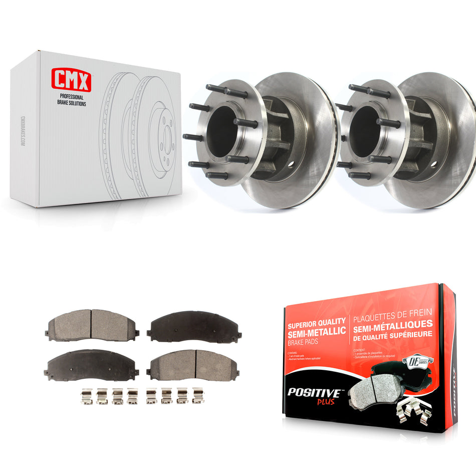 Front Disc Brake Rotors Hub Assembly And Semi-Metallic Pads Kit For Ford F-350 Super Duty F-250 With Dual Rear Wheels RWD K8F-102815