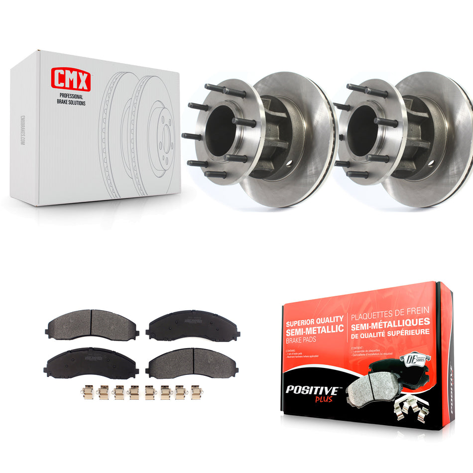 Front Disc Brake Rotors Hub Assembly And Semi-Metallic Pads Kit For Ford F-450 Super Duty F-550 4 X 2 K8F-102816