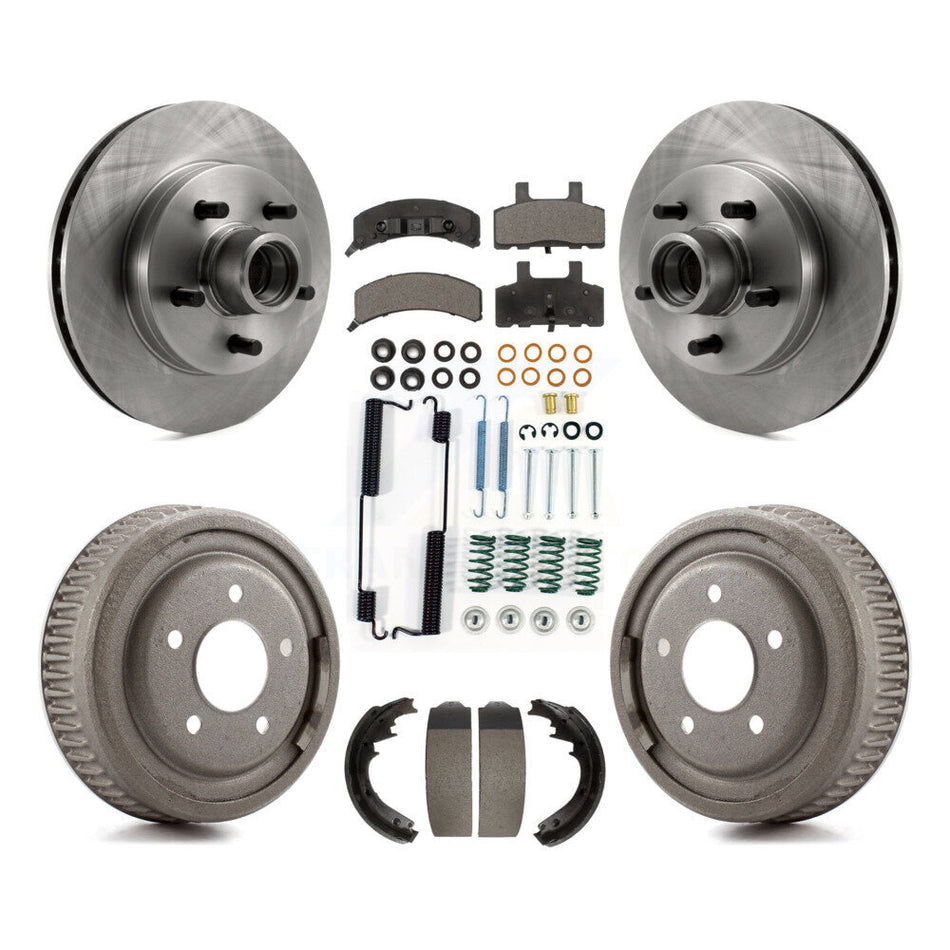 Front Rear Disc Brake Rotors Hub Assembly Semi-Metallic Pads And Drum Kit (7Pc) For 1997-1999 Chevrolet C1500 Suburban GAS engine With 10" Diameter K8F-102817