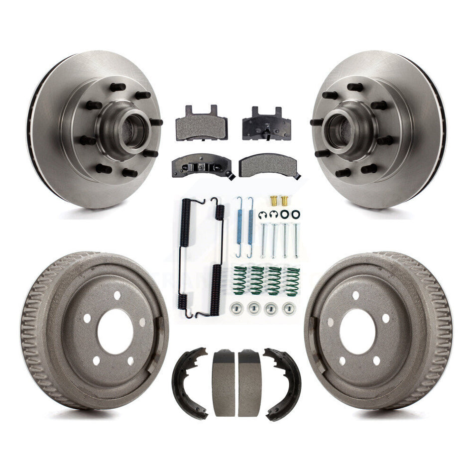 Front Rear Disc Brake Rotors Hub Assembly Semi-Metallic Pads And Drum Kit (7Pc) For 1997 Chevrolet C1500 Suburban DIESEL engine With 10" Diameter K8F-102819