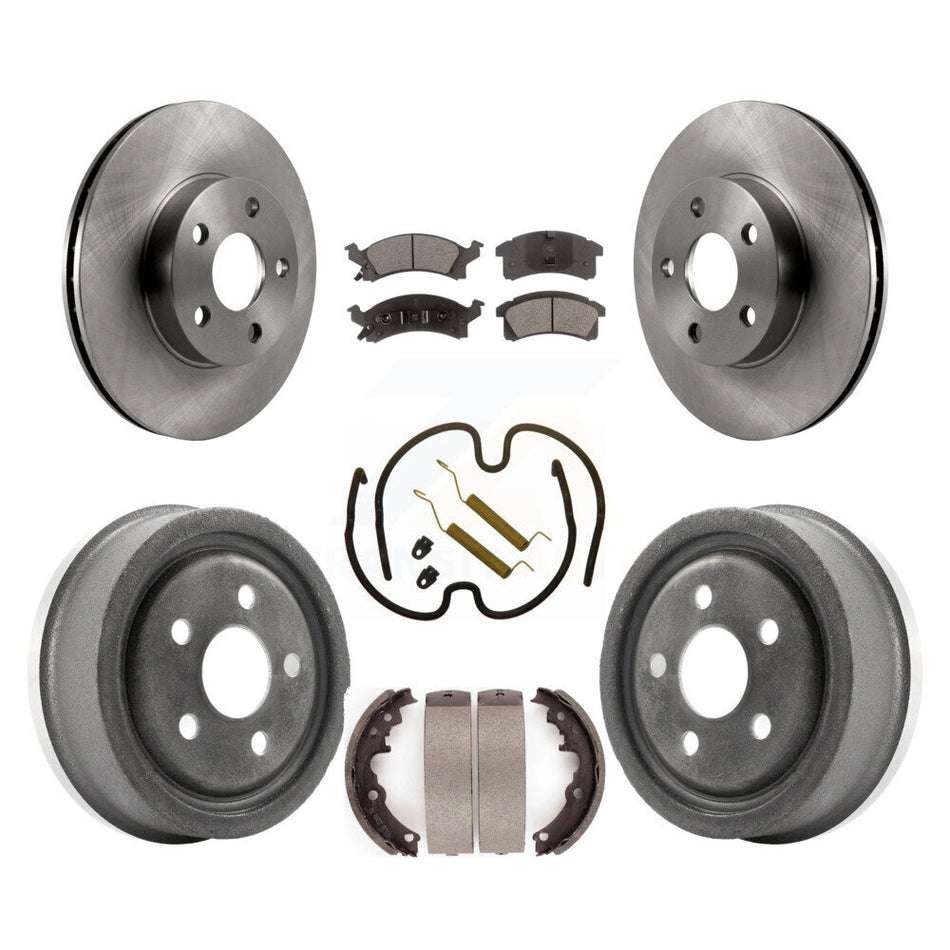 Front Rear Disc Brake Rotors Semi-Metallic Pads And Drum Kit (7Pc) For 1996-1998 Pontiac Sunfire Except Vehicles Built USA Market K8F-102882