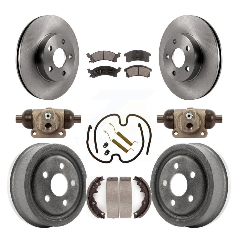 Front Rear Disc Brake Rotors Semi-Metallic Pads And Drum Kit (9Pc) For 1996-1998 Pontiac Sunfire Except Vehicles Built USA Market K8F-102883