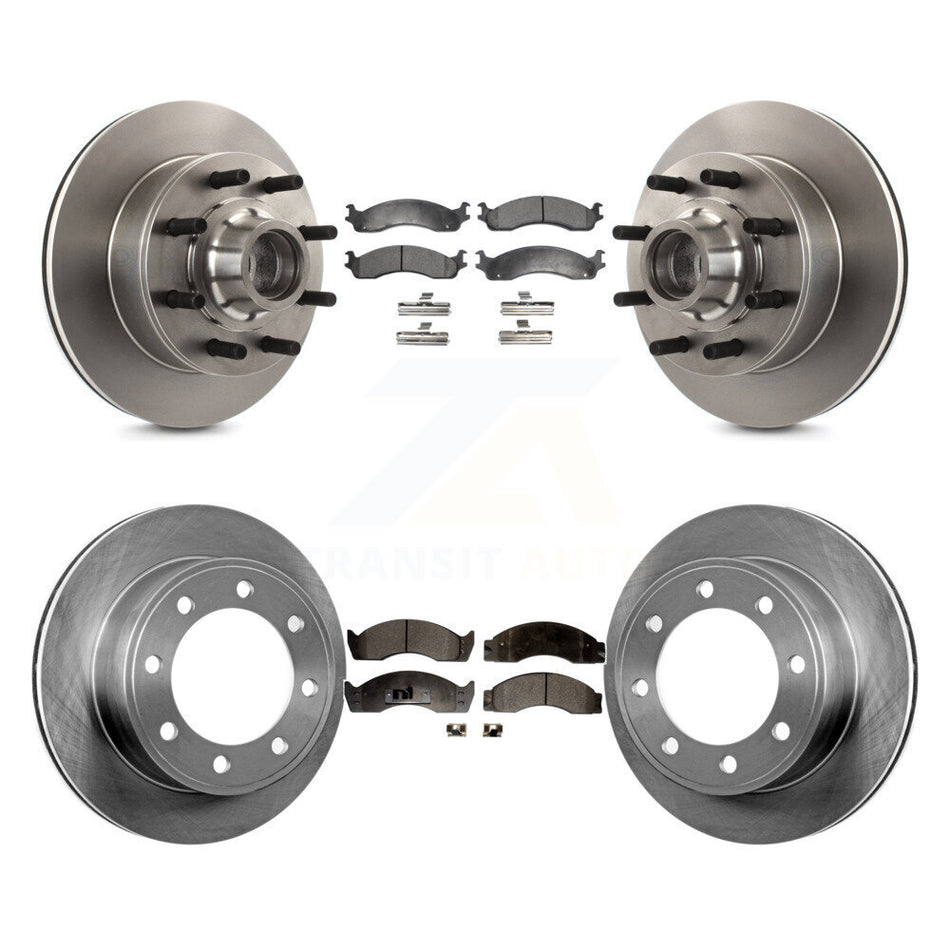 Front Rear Disc Brake Rotors And Semi-Metallic Pads Kit For 1996-1998 Ford Econoline Super Duty 2-Wheel ABS With Single Wheels K8F-102941