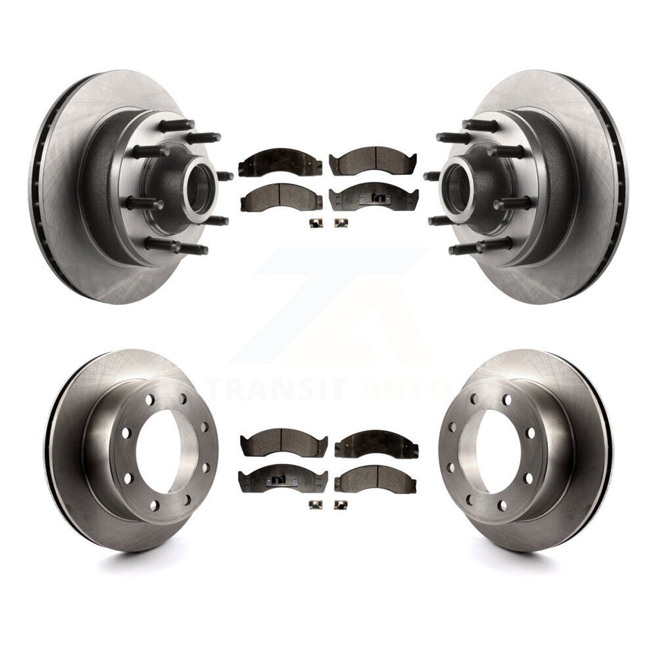 Front Rear Disc Brake Rotors And Semi-Metallic Pads Kit For 2000-2001 Ford E-450 Econoline Super Duty With Single Wheels Metric Bolt Circle K8F-102944