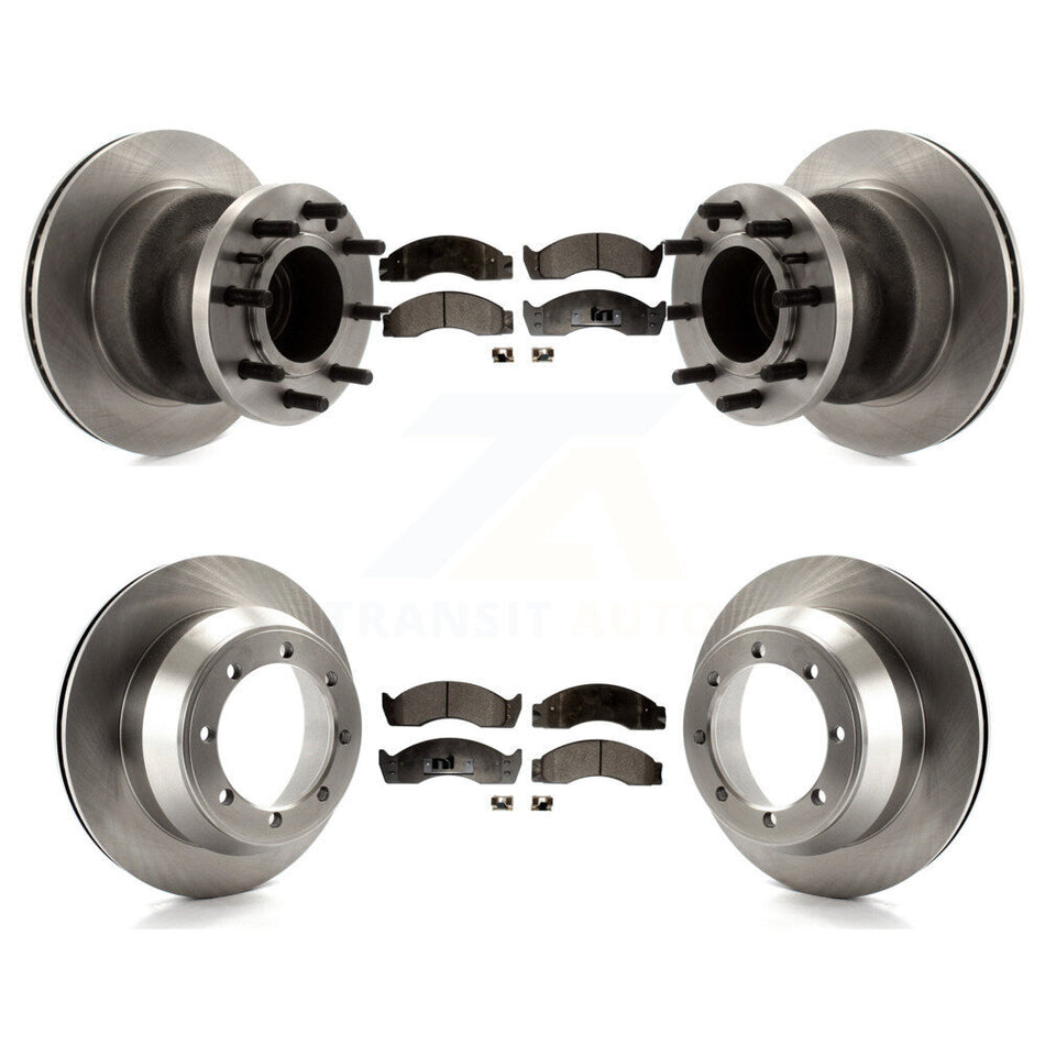 Front Rear Disc Brake Rotors And Semi-Metallic Pads Kit For 2000-2002 Ford E-450 Econoline Super Duty With Dual Wheels Drum In Hat Parking K8F-102948