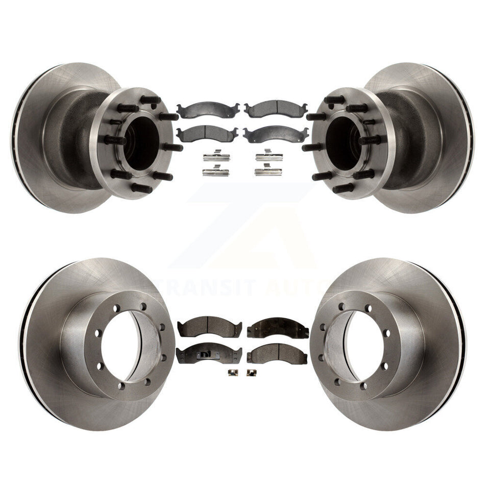 Front Rear Disc Brake Rotors And Semi-Metallic Pads Kit For Ford E-450 Super Duty Econoline K8F-102949