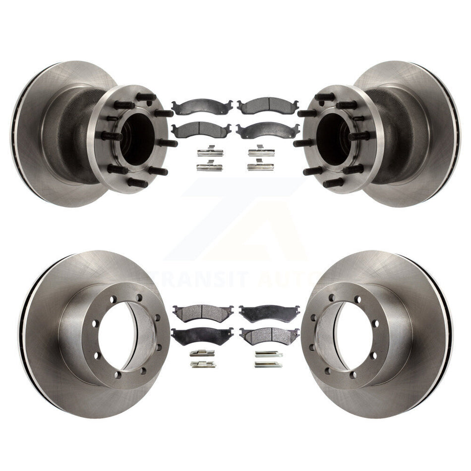 Front Rear Disc Brake Rotors And Semi-Metallic Pads Kit For 1999-2001 Ford E-350 Super Duty With Dual Wheels Driveline Mounted Parking K8F-102950