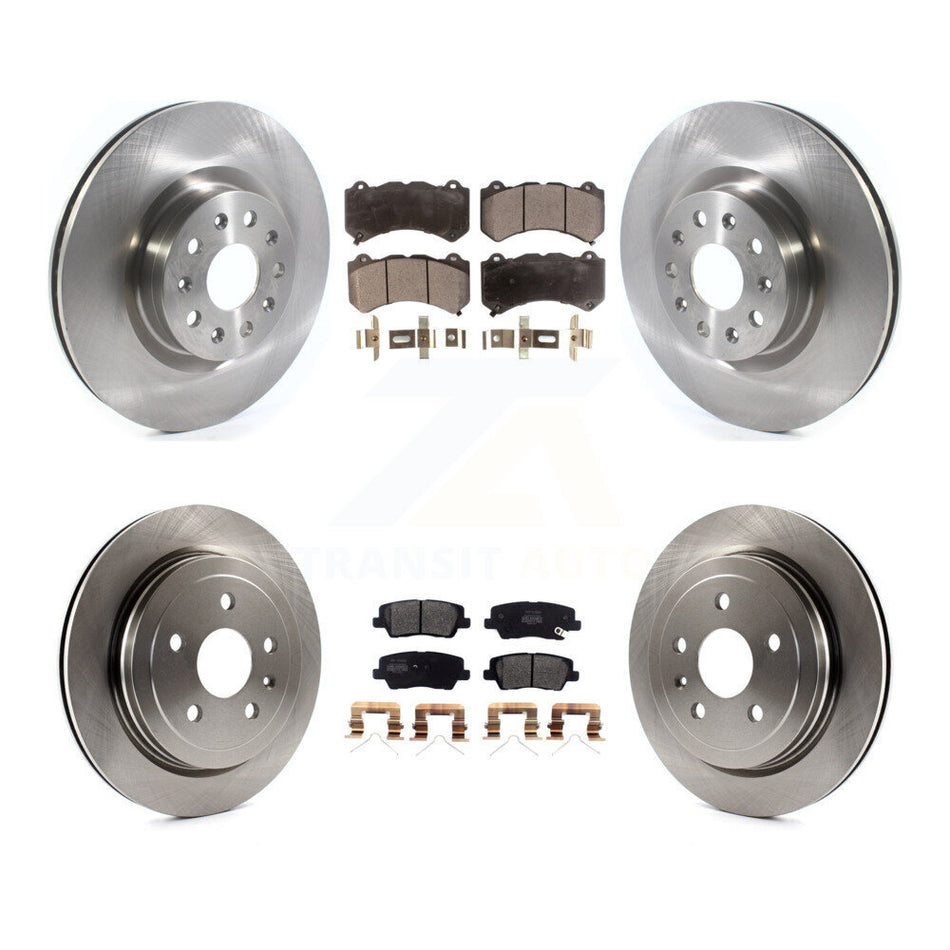 Front Rear Disc Brake Rotors And Semi-Metallic Pads Kit For 2016 Cadillac CTS Vsport Premium with RWD Without Performance Lining K8F-103078