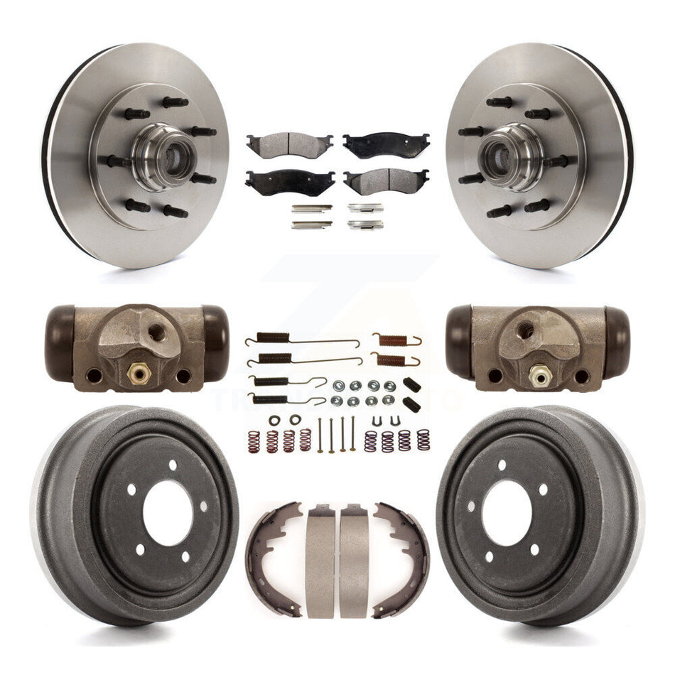 Front Rear Disc Brake Rotors Semi-Metallic Pads And Drum Kit (9Pc) For 1999 Ford F-150 RWD With 7 Lug Wheels 12mm Wheel Lugs 4 ABS K8F-103130