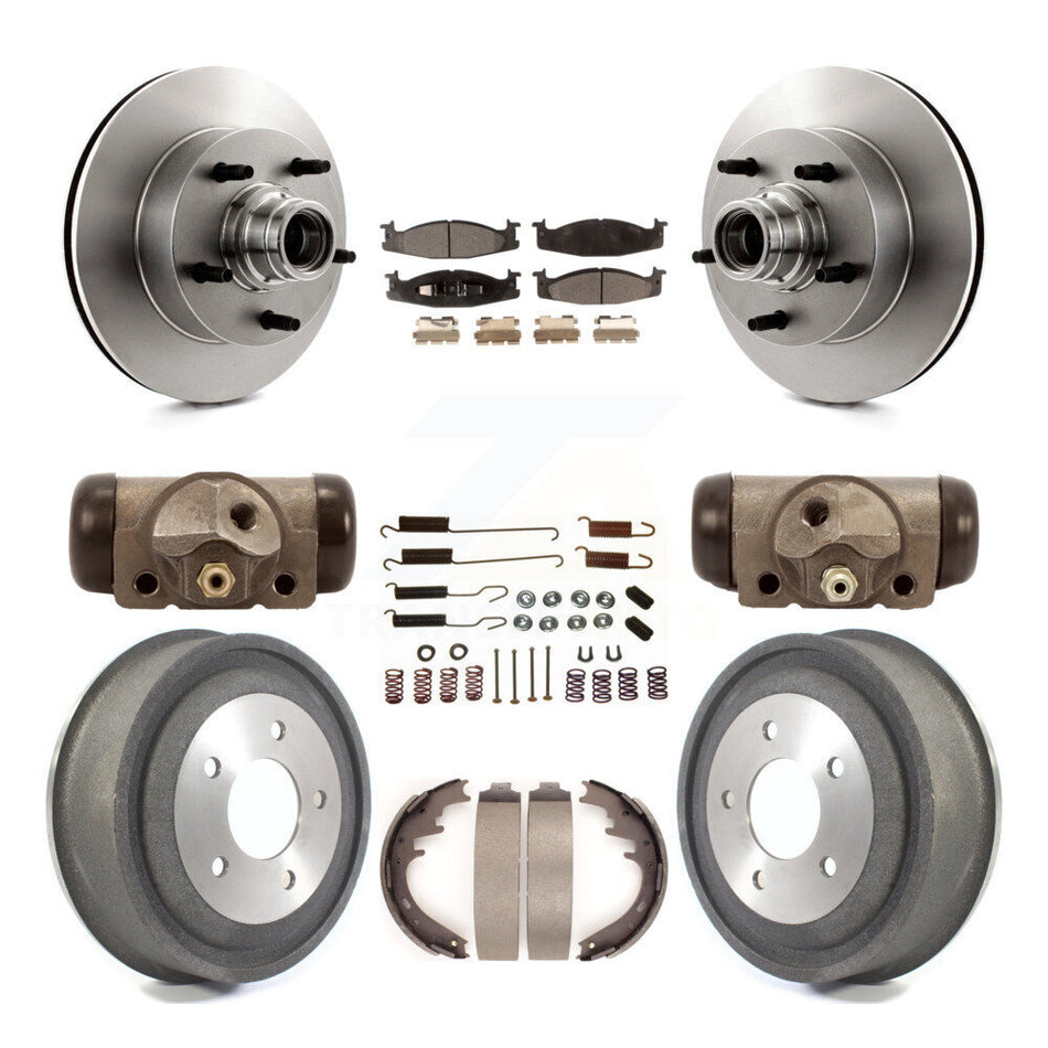 Front Rear Disc Brake Rotors Semi-Metallic Pads And Drum Kit (9Pc) For Ford E-150 Econoline Club Wagon K8F-103133