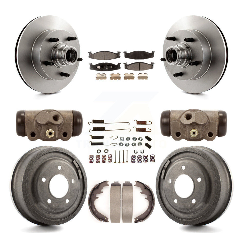 Front Rear Disc Brake Rotors Semi-Metallic Pads And Drum Kit (9Pc) For 1997-1997 Ford E-150 Econoline Club Wagon 15/16" Bore K8F-103136