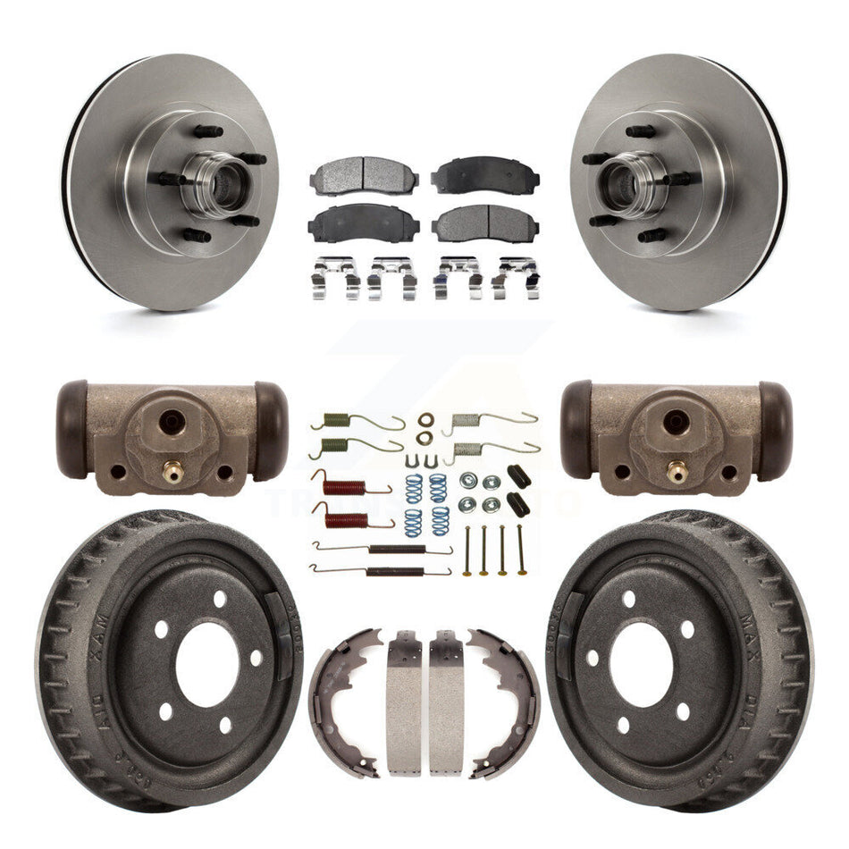Front Rear Disc Brake Rotors Semi-Metallic Pads And Drum Kit (9Pc) For 2006-2009 Ford Ranger RWD With 9" Diameter K8F-103146