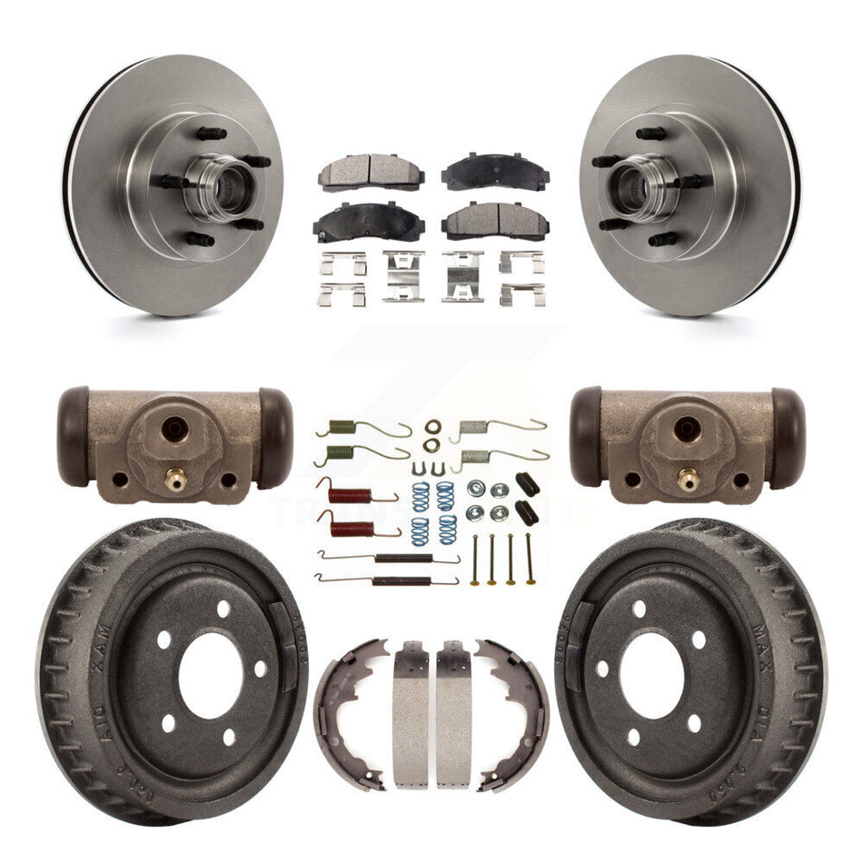 Front Rear Disc Brake Rotors Semi-Metallic Pads And Drum Kit (9Pc) For Ford Ranger With 9" Diameter K8F-103148