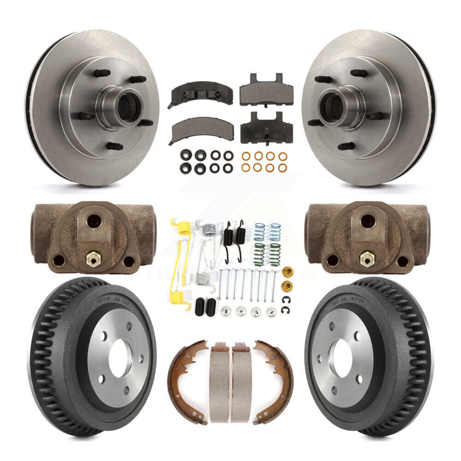 Front Rear Disc Brake Rotors Semi-Metallic Pads And Drum Kit (9Pc) For 1994-1999 Dodge Ram 1500 RWD K8F-103156