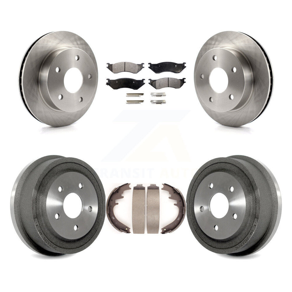 Front Rear Disc Brake Rotors Semi-Metallic Pads And Drum Kit For 2000-2001 Dodge Ram 1500 4WD K8F-103174