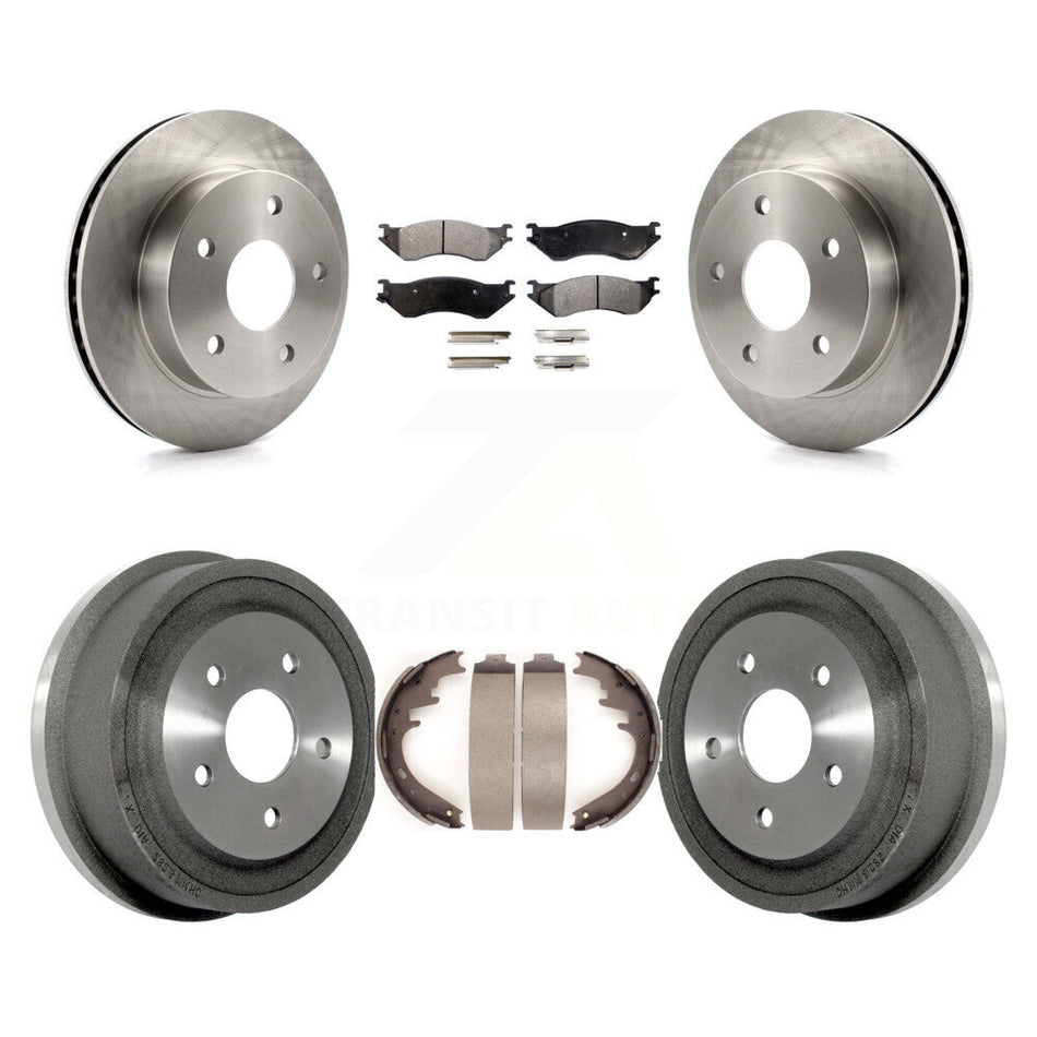 Front Rear Disc Brake Rotors Semi-Metallic Pads And Drum Kit For 2000-2001 Dodge Ram 1500 4WD K8F-103174