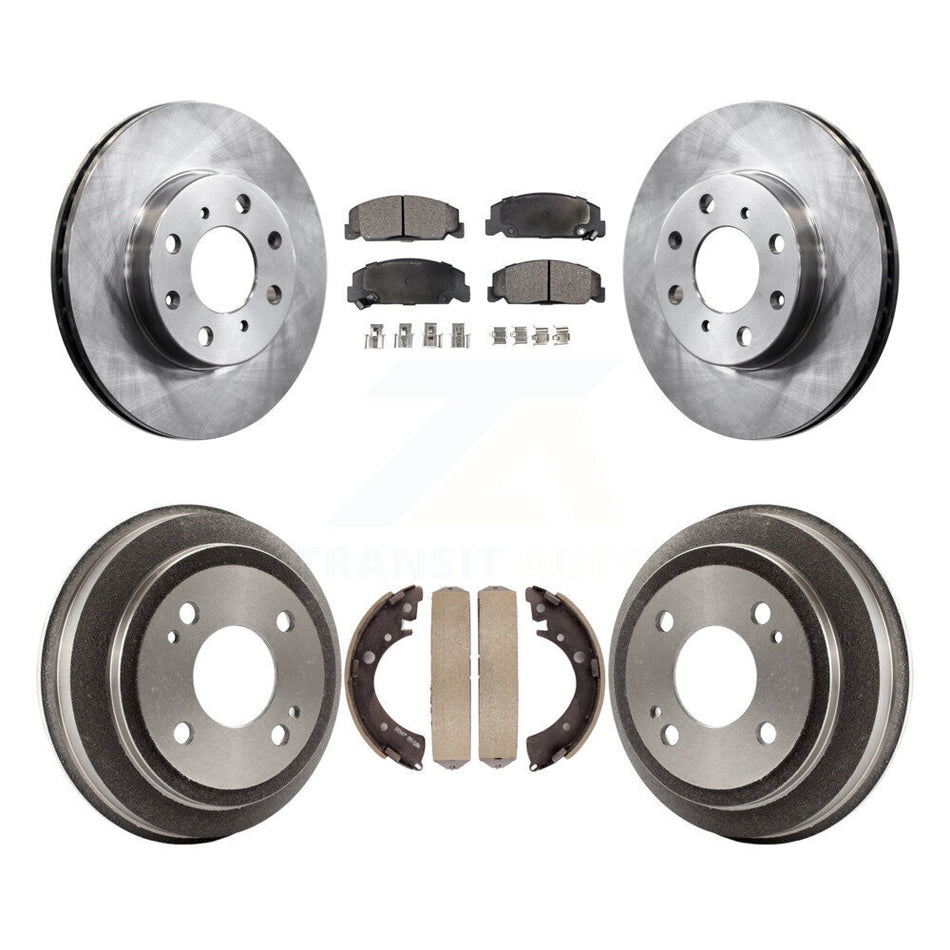 Front Rear Disc Brake Rotors Semi-Metallic Pads And Drum Kit For 1993-1995 Honda Civic DX with Coupe Manual transmission K8F-103186