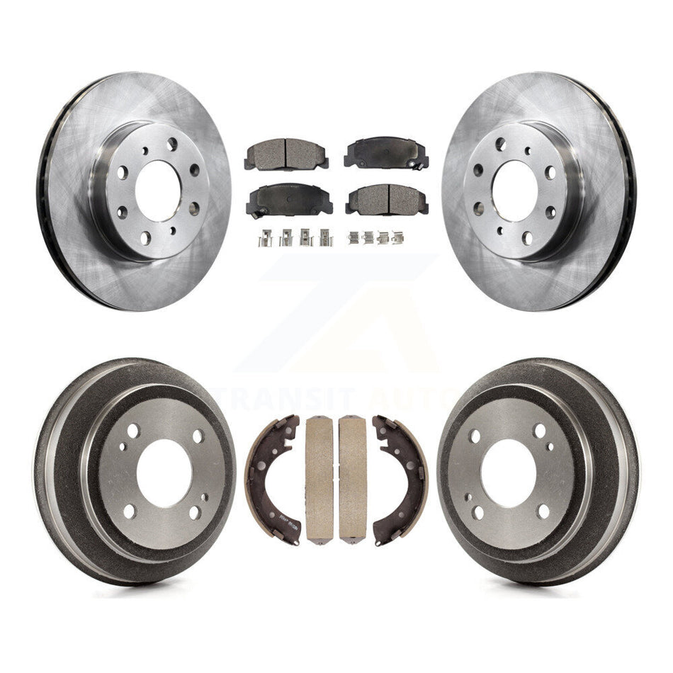 Front Rear Disc Brake Rotors Semi-Metallic Pads And Drum Kit For 1993-1995 Honda Civic DX with Coupe Manual transmission K8F-103186