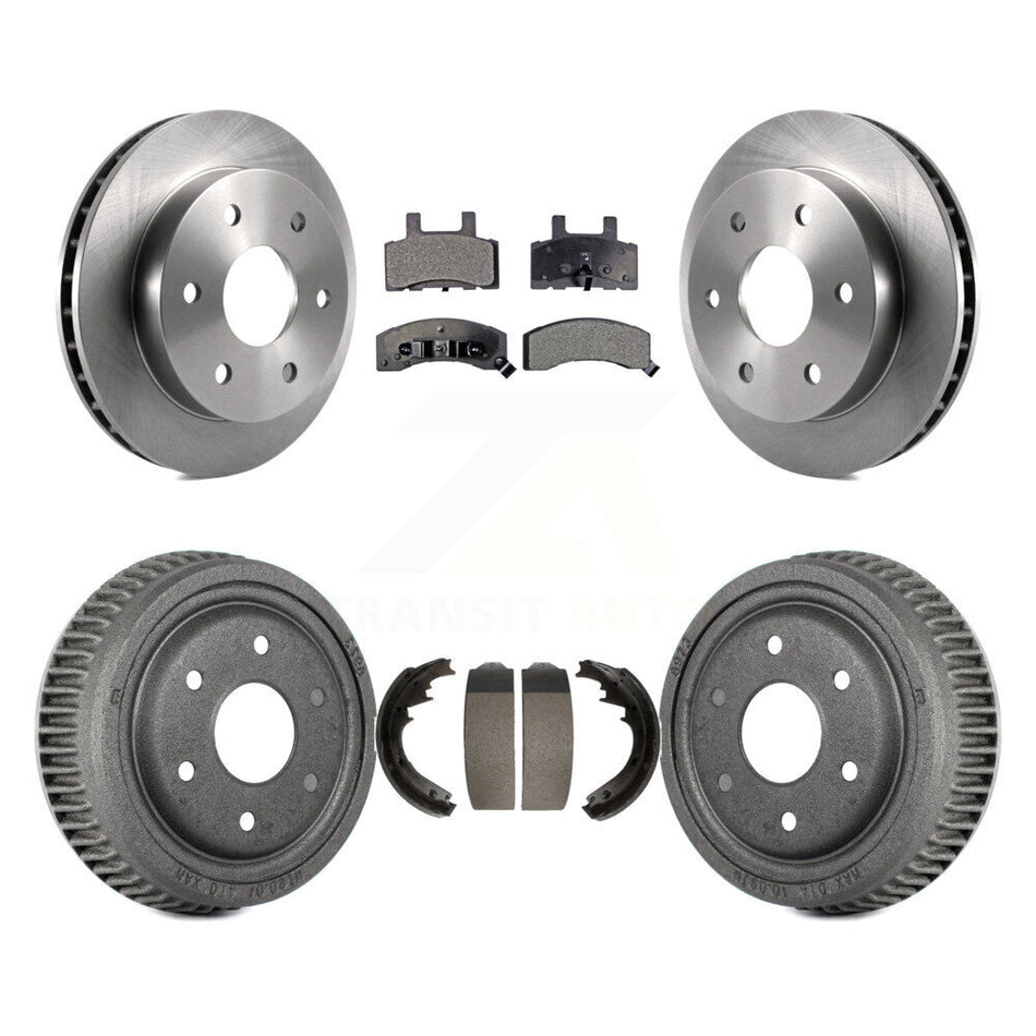 Front Rear Disc Brake Rotors Semi-Metallic Pads And Drum Kit For 1995-1997 GMC Yukon 2 doors with 4WD DIESEL engine With 11" Diameter K8F-103226
