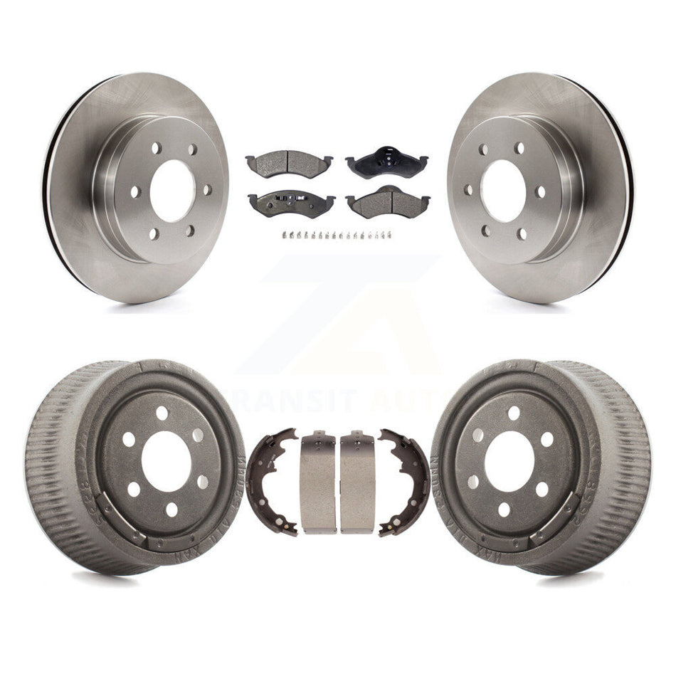 Front Rear Disc Brake Rotors Semi-Metallic Pads And Drum Kit For 2000-2002 Dodge Dakota With 9" Diameter K8F-103238