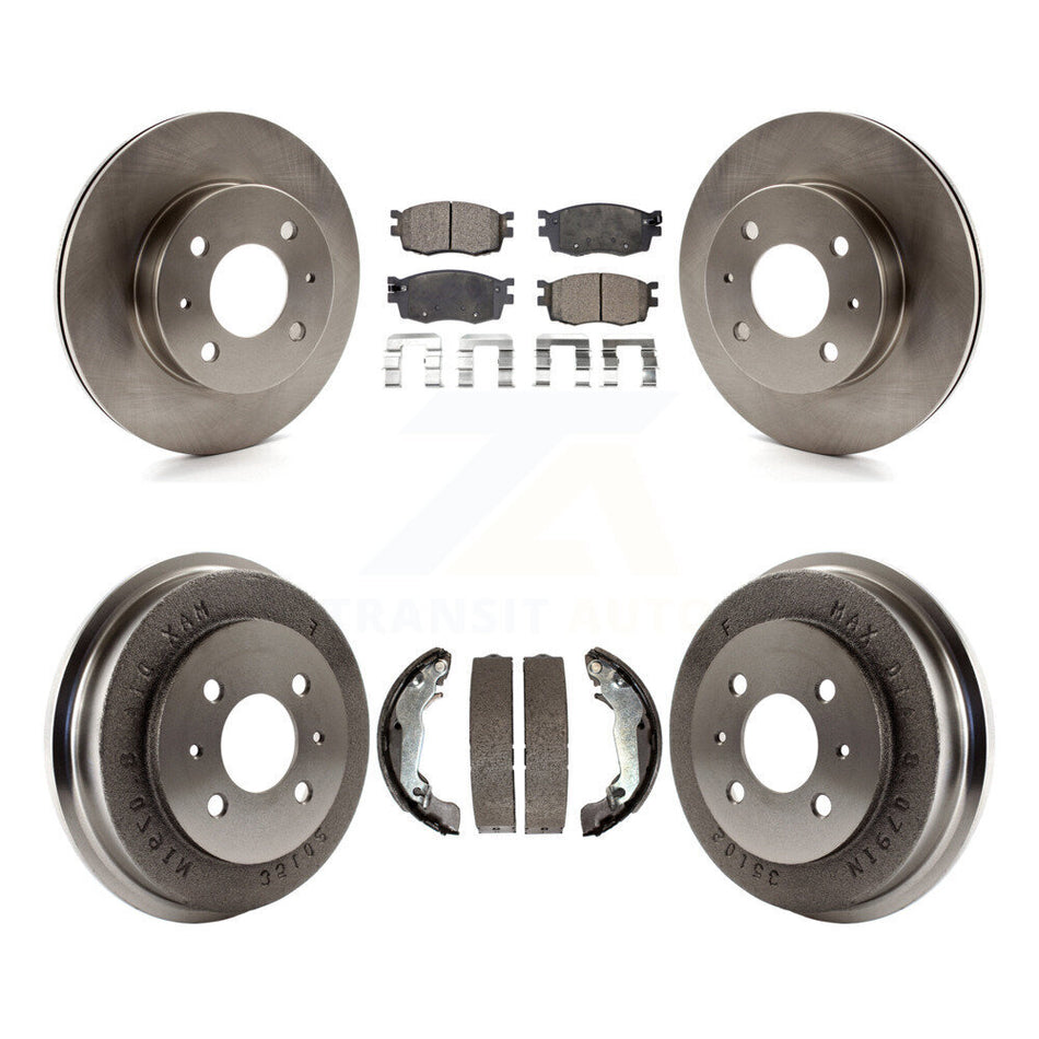Front Rear Disc Brake Rotors Semi-Metallic Pads And Drum Kit For 2006 Hyundai Accent Hatchback To 09 30 05 K8F-103301