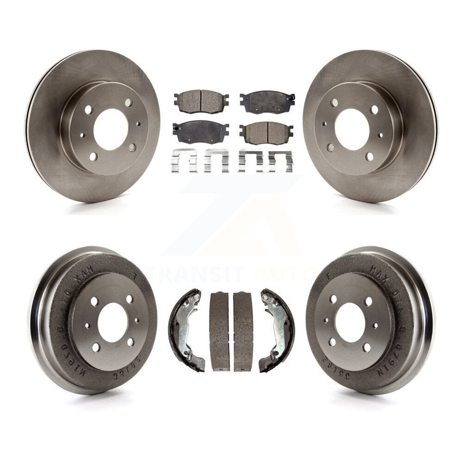 Front Rear Disc Brake Rotors Semi-Metallic Pads And Drum Kit For 2006 Hyundai Accent Hatchback To 09 30 05 K8F-103301