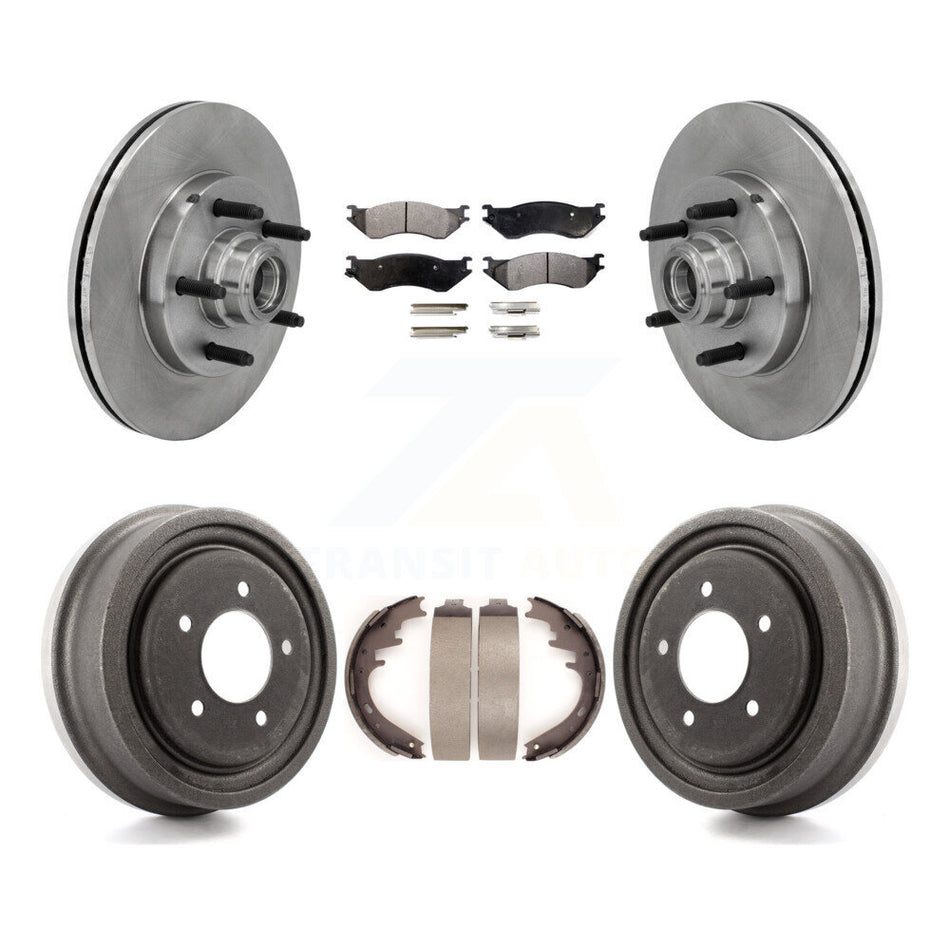 Front Rear Disc Brake Rotors Hub Assembly Semi-Metallic Pads And Drum Kit For 1999 Ford F-150 RWD With 5 Lug Wheels 14mm Wheel Lugs K8F-103384