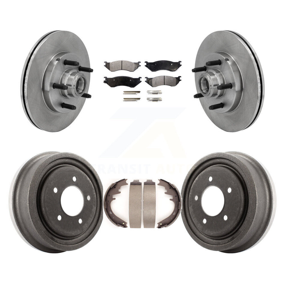 Front Rear Disc Brake Rotors Hub Assembly Semi-Metallic Pads And Drum Kit For 1999 Ford F-150 RWD With 5 Lug Wheels 14mm Wheel Lugs K8F-103384