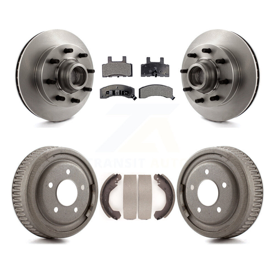 Front Rear Disc Brake Rotors Hub Assembly Semi-Metallic Pads And Drum Kit For 1995-1997 GMC Yukon RWD with DIESEL engine With 10" Diameter K8F-103405