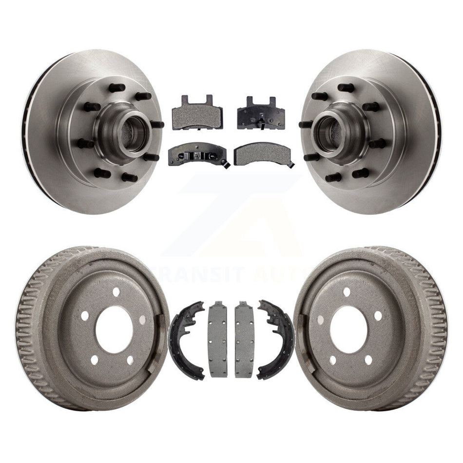 Front Rear Disc Brake Rotors Hub Assembly Semi-Metallic Pads And Drum Kit For 1998-1999 Chevrolet C1500 Suburban DIESEL engine With 10" Diameter K8F-103407