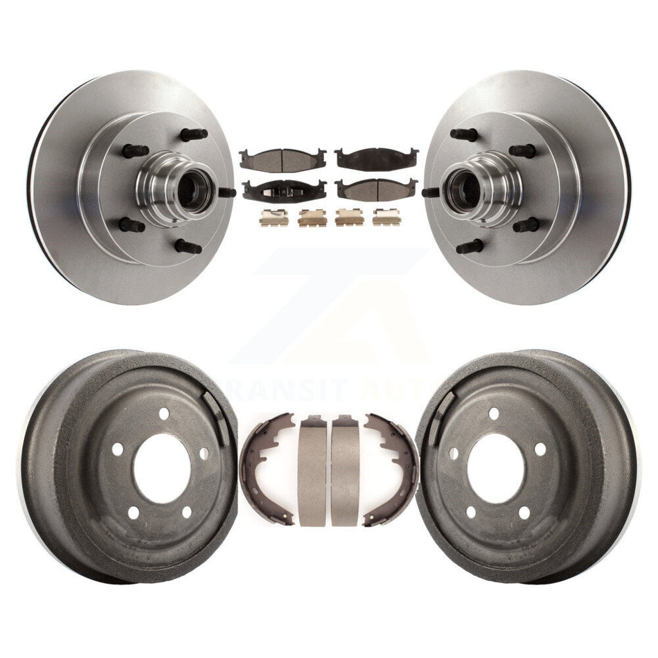 Front Rear Disc Brake Rotors Hub Assembly Semi-Metallic Pads And Drum Kit For 1997-1999 Ford E-150 Econoline 2-Wheel ABS K8F-103412