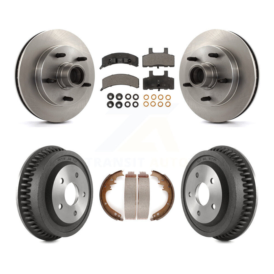 Front Rear Disc Brake Rotors Hub Assembly Semi-Metallic Pads And Drum Kit For 1994-1999 Dodge Ram 1500 RWD K8F-103414