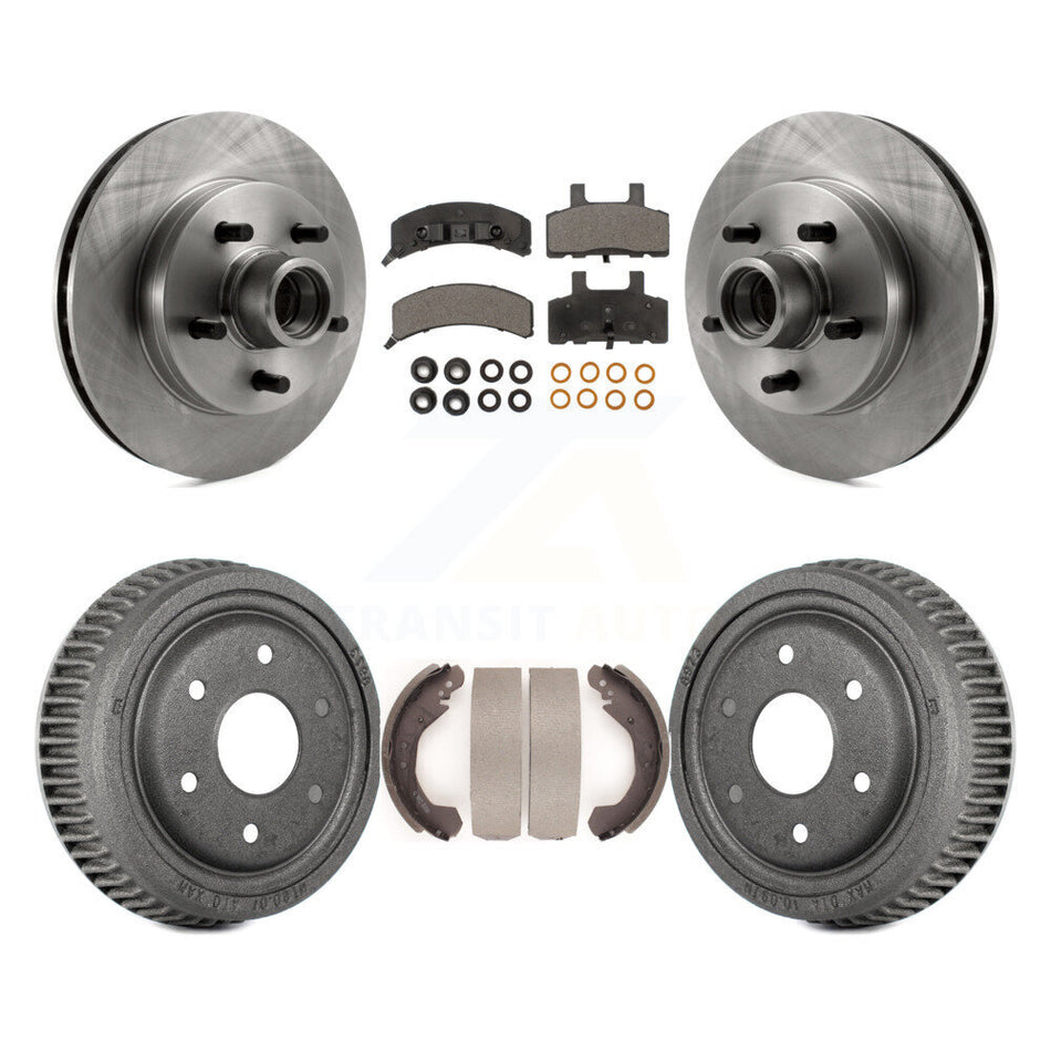 Front Rear Disc Brake Rotors Hub Assembly Semi-Metallic Pads And Drum Kit For GMC Yukon RWD With 10" Diameter 6 Lug Wheels K8F-103416