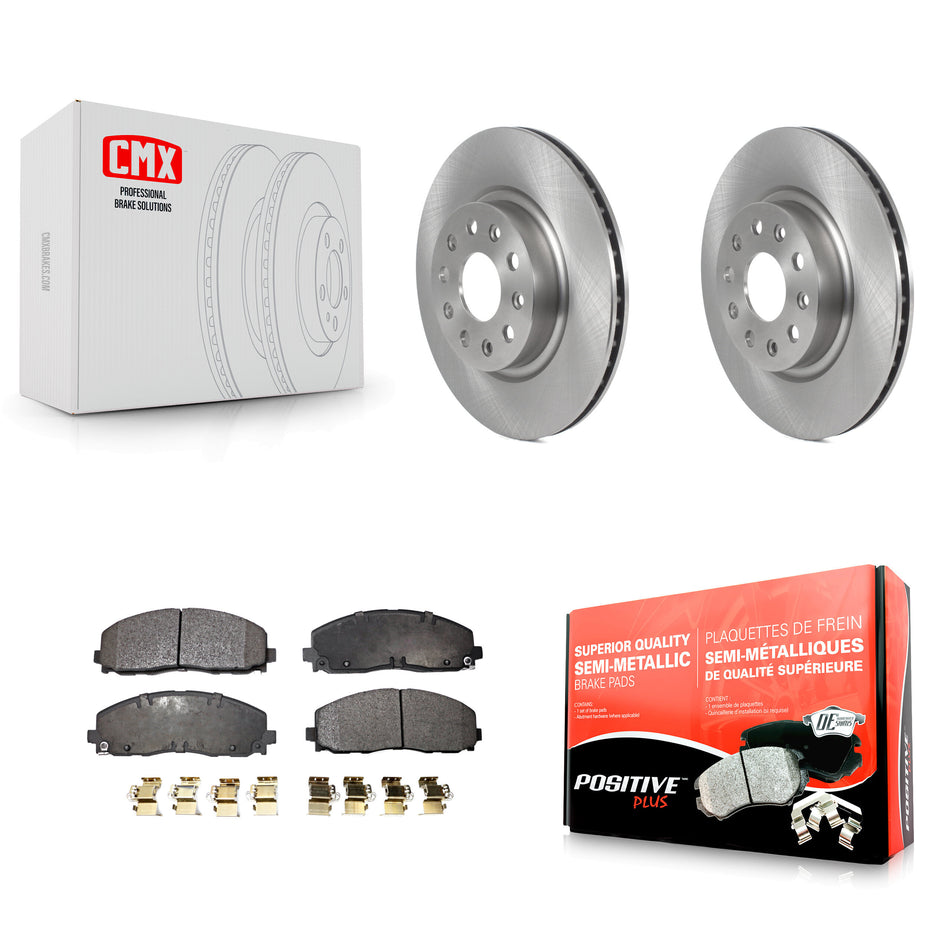 Front Disc Brake Rotors And Semi-Metallic Pads Kit For 2018-2022 Jeep Wrangler Without Heavy Duty Brakes Code BRY K8F-103455