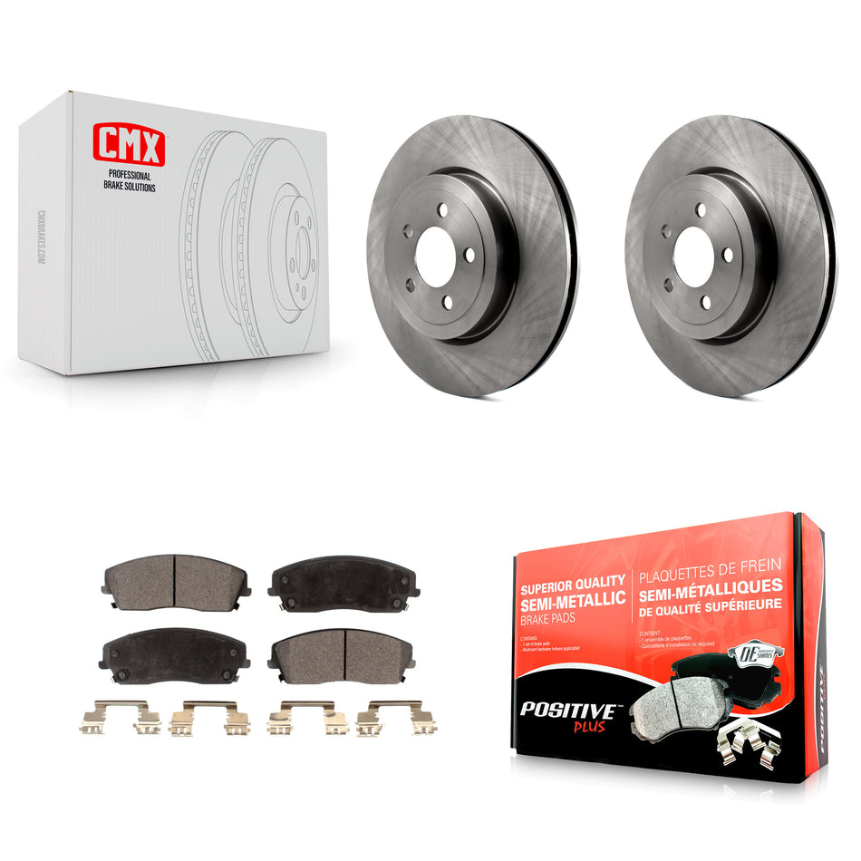 Front Disc Brake Rotors And Semi-Metallic Pads Kit For 2015-2018 Dodge Charger RWD with 3.6L With 345mm Diameter Rotor K8F-103690