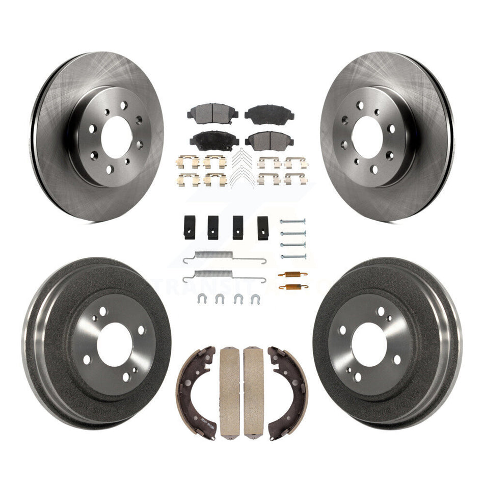 Front Rear Brake Rotor Semi-Metallic Pad Drum Kit (7Pc) For Honda Civic With 4 Lug Wheels K8F-103781