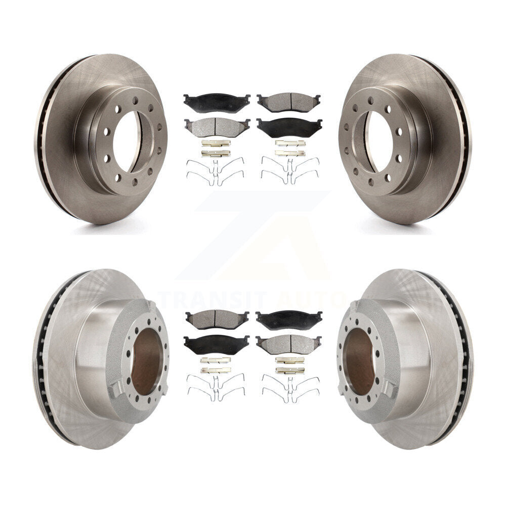 Front Rear Brake Rotors Semi-Metallic Pad Kit For Ford F-450 Super Duty F-550 CF500 CF600 K8F-103925