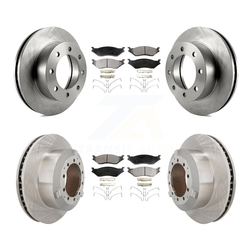 Front Rear Brake Rotors Semi-Metallic Pad Kit For Ford F-450 Super Duty With 8 Lug Wheels K8F-103933