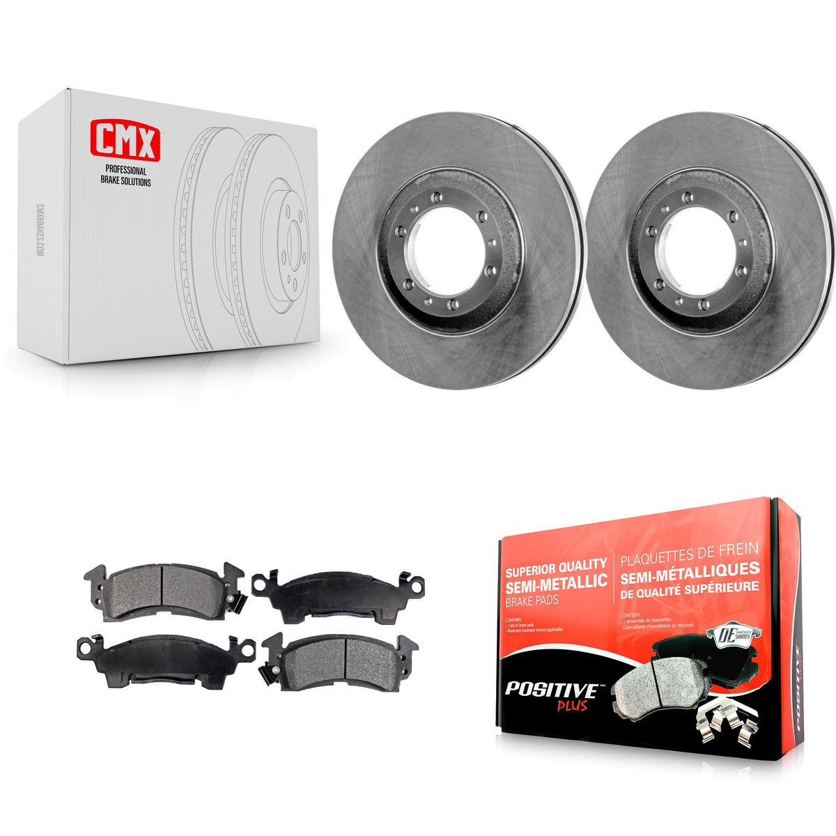 Front Brake Rotors & Semi-Metallic Pad Kit For 1992-1993 Cadillac Commercial Chassis 5.7L K8F-103970