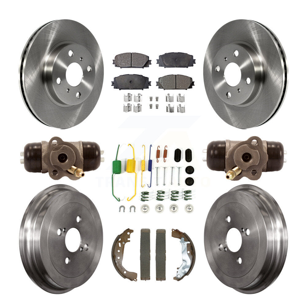 Front Rear Disc Brake Rotors Semi-Metallic Pads And Drum Kit (9Pc) For Toyota Yaris K8F-103996
