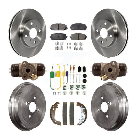 Front Rear Disc Brake Rotors Semi-Metallic Pads And Drum Kit (9Pc) For Toyota Yaris K8F-103996